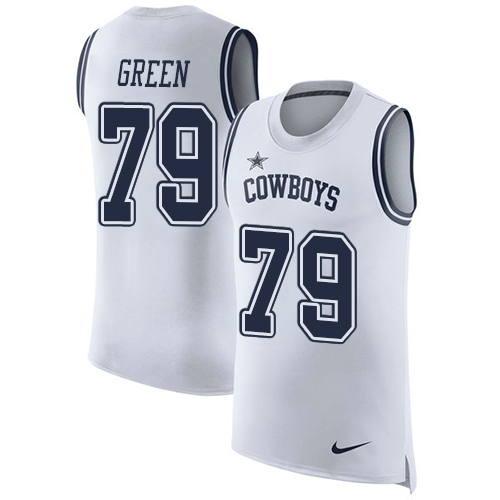 Men's Nike Dallas Cowboys #79 Chaz Green White Rush Player Name & Number Tank Top NFL Jersey