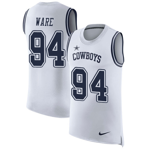 Men's Nike Dallas Cowboys #94 DeMarcus Ware White Rush Player Name & Number Tank Top NFL Jersey