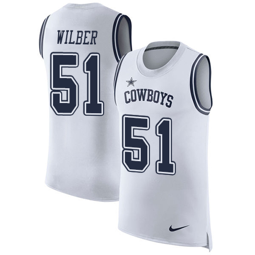 Men's Nike Dallas Cowboys #51 Kyle Wilber White Rush Player Name & Number Tank Top NFL Jersey
