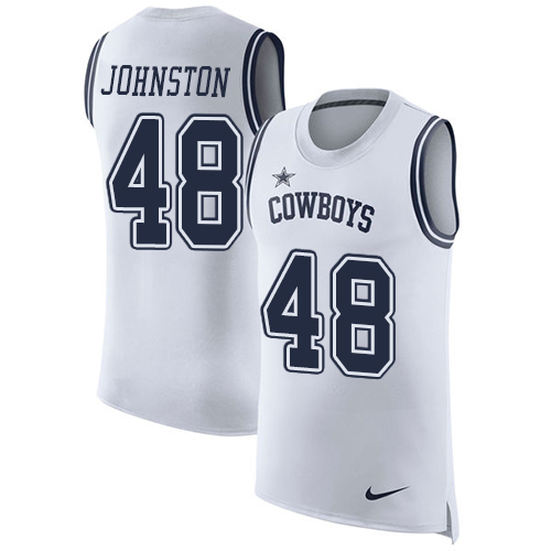 Men's Nike Dallas Cowboys #48 Daryl Johnston White Rush Player Name & Number Tank Top NFL Jersey