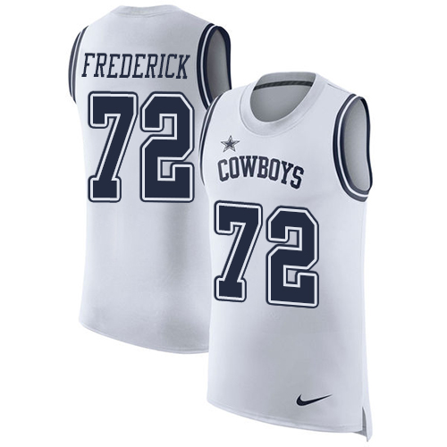 Men's Nike Dallas Cowboys #72 Travis Frederick White Rush Player Name & Number Tank Top NFL Jersey