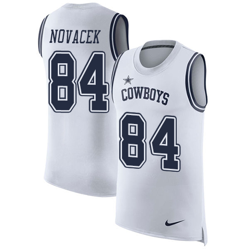 Men's Nike Dallas Cowboys #84 Jay Novacek White Rush Player Name & Number Tank Top NFL Jersey