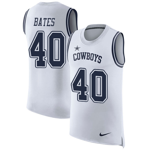Men's Nike Dallas Cowboys #40 Bill Bates White Rush Player Name & Number Tank Top NFL Jersey