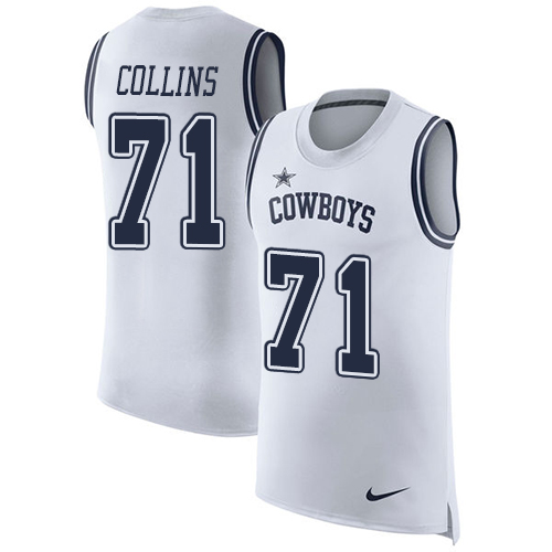 Men's Nike Dallas Cowboys #71 La'el Collins White Rush Player Name & Number Tank Top NFL Jersey