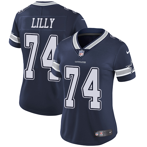 Women's Nike Dallas Cowboys #74 Bob Lilly Navy Blue Team Color Vapor Untouchable Elite Player NFL Jersey