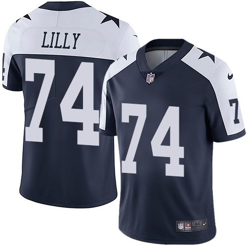 Men's Nike Dallas Cowboys #74 Bob Lilly Navy Blue Throwback Alternate Vapor Untouchable Limited Player NFL Jersey