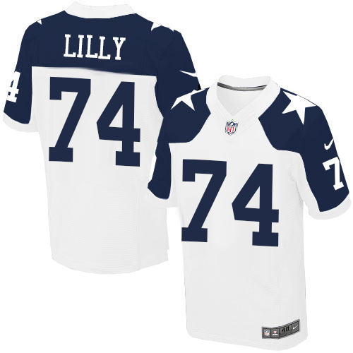 Men's Nike Dallas Cowboys #74 Bob Lilly Elite White Throwback Alternate NFL Jersey