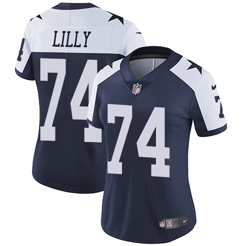Women's Nike Dallas Cowboys #74 Bob Lilly Navy Blue Throwback Alternate Vapor Untouchable Elite Player NFL Jersey