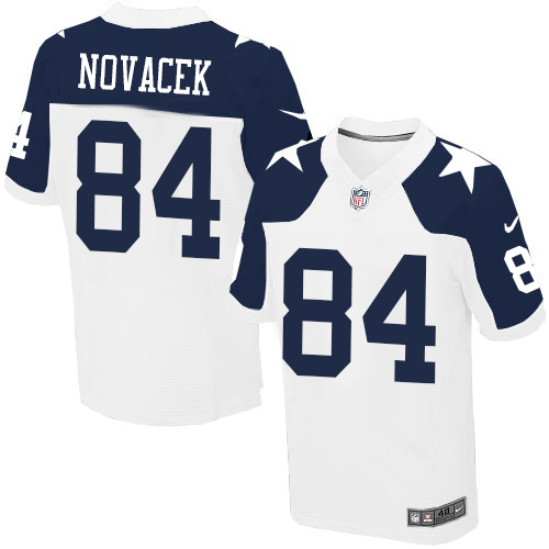 Men's Nike Dallas Cowboys #84 Jay Novacek Elite White Throwback Alternate NFL Jersey