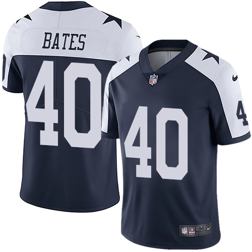 Men's Nike Dallas Cowboys #40 Bill Bates Navy Blue Throwback Alternate Vapor Untouchable Limited Player NFL Jersey