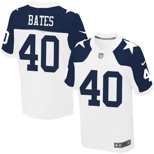 Men's Nike Dallas Cowboys #40 Bill Bates Elite White Throwback Alternate NFL Jersey