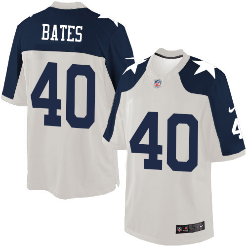 Men's Nike Dallas Cowboys #40 Bill Bates Limited White Throwback Alternate NFL Jersey