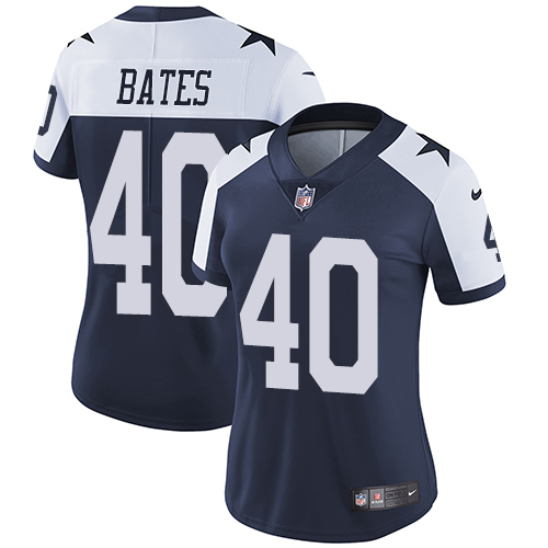 Women's Nike Dallas Cowboys #40 Bill Bates Navy Blue Throwback Alternate Vapor Untouchable Elite Player NFL Jersey
