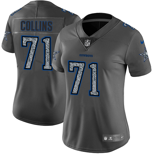 Women's Nike Dallas Cowboys #71 La'el Collins Gray Static Vapor Untouchable Game NFL Jersey