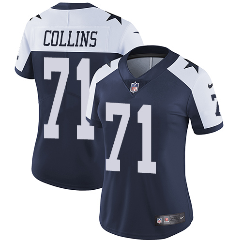 Women's Nike Dallas Cowboys #71 La'el Collins Navy Blue Throwback Alternate Vapor Untouchable Elite Player NFL Jersey