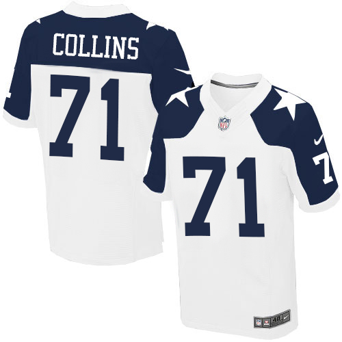 Men's Nike Dallas Cowboys #71 La'el Collins Elite White Throwback Alternate NFL Jersey