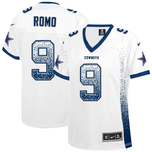 Women's Nike Dallas Cowboys #9 Tony Romo Elite White Drift Fashion NFL Jersey