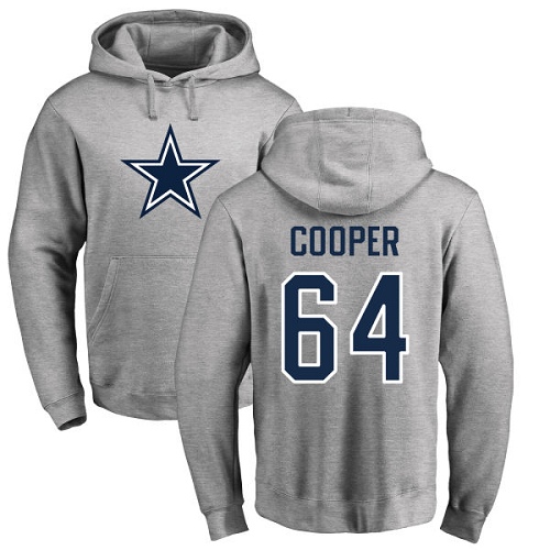 NFL Nike Dallas Cowboys #64 Jonathan Cooper Ash Name & Number Logo Pullover Hoodie