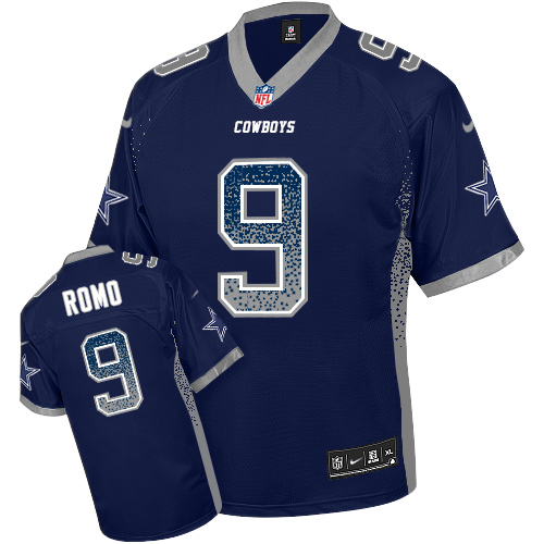 Men's Nike Dallas Cowboys #9 Tony Romo Elite Navy Blue Drift Fashion NFL Jersey