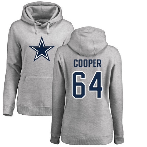 NFL Women's Nike Dallas Cowboys #64 Jonathan Cooper Ash Name & Number Logo Pullover Hoodie