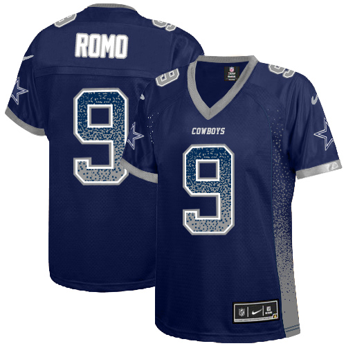 Women's Nike Dallas Cowboys #9 Tony Romo Elite Navy Blue Drift Fashion NFL Jersey