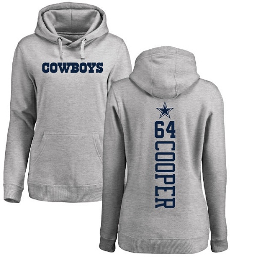 NFL Women's Nike Dallas Cowboys #64 Jonathan Cooper Ash Backer Pullover Hoodie