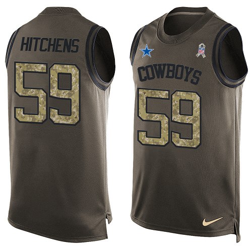 Men's Nike Dallas Cowboys #59 Anthony Hitchens Limited Green Salute to Service Tank Top NFL Jersey