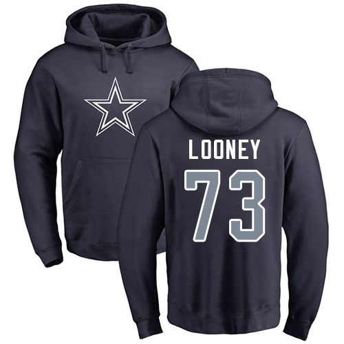 NFL Nike Dallas Cowboys #73 Joe Looney Navy Blue Name & Number Logo Pullover Hoodie
