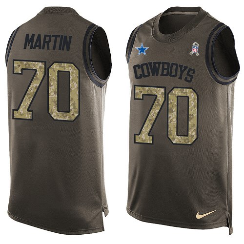 Men's Nike Dallas Cowboys #70 Zack Martin Limited Green Salute to Service Tank Top NFL Jersey