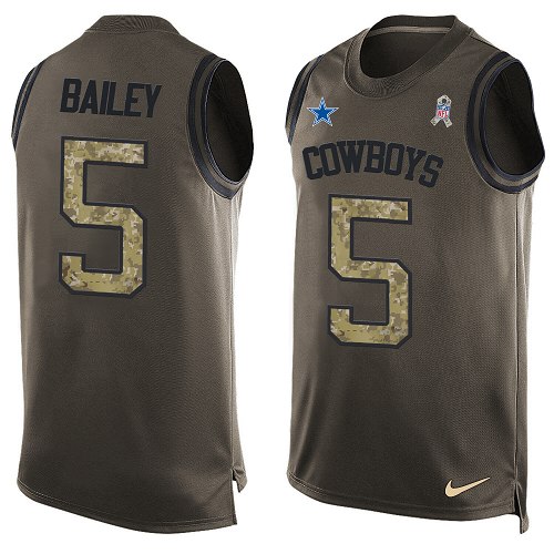 Men's Nike Dallas Cowboys #5 Dan Bailey Limited Green Salute to Service Tank Top NFL Jersey