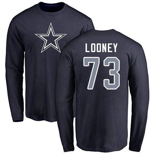 NFL Nike Dallas Cowboys #73 Joe Looney Navy Blue Name & Number Logo Long Sleeve T-Shirt