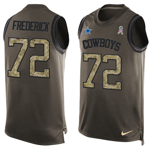 Men's Nike Dallas Cowboys #72 Travis Frederick Limited Green Salute to Service Tank Top NFL Jersey