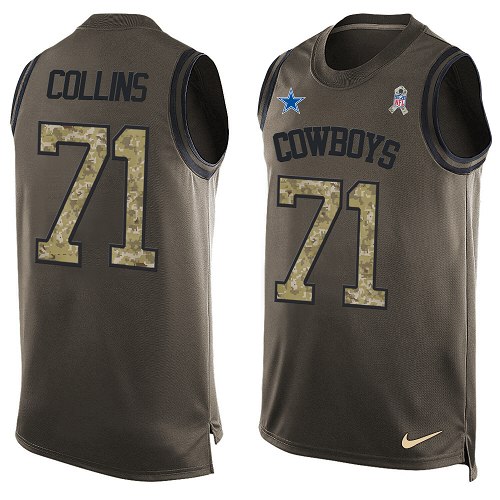 Men's Nike Dallas Cowboys #71 La'el Collins Limited Green Salute to Service Tank Top NFL Jersey