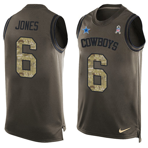Men's Nike Dallas Cowboys #6 Chris Jones Limited Green Salute to Service Tank Top NFL Jersey