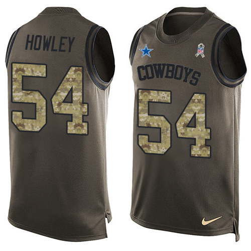 Men's Nike Dallas Cowboys #54 Chuck Howley Limited Green Salute to Service Tank Top NFL Jersey