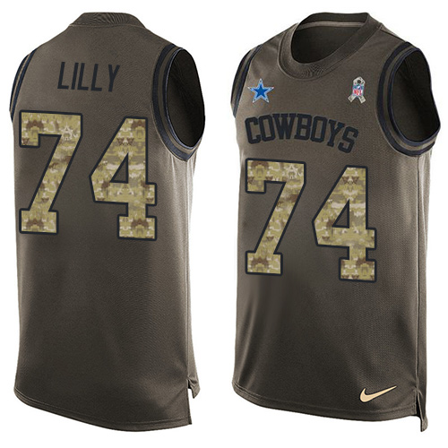 Men's Nike Dallas Cowboys #74 Bob Lilly Limited Green Salute to Service Tank Top NFL Jersey