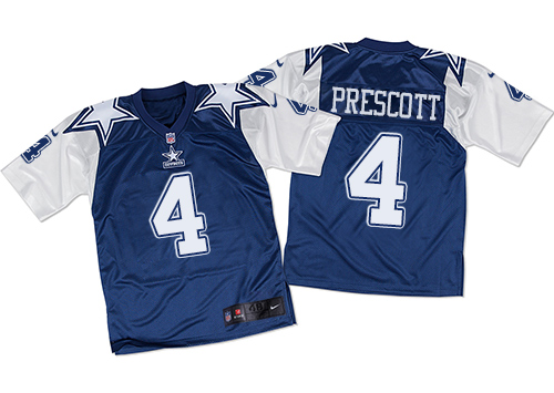 Men's Nike Dallas Cowboys #4 Dak Prescott Elite Navy/White Throwback NFL Jersey