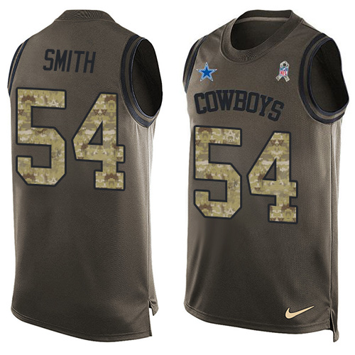 Men's Nike Dallas Cowboys #54 Jaylon Smith Limited Green Salute to Service Tank Top NFL Jersey