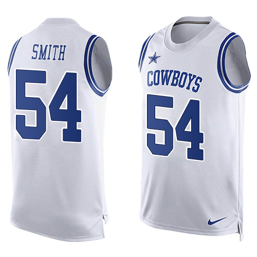 Men's Nike Dallas Cowboys #54 Jaylon Smith Limited White Player Name & Number Tank Top NFL Jersey