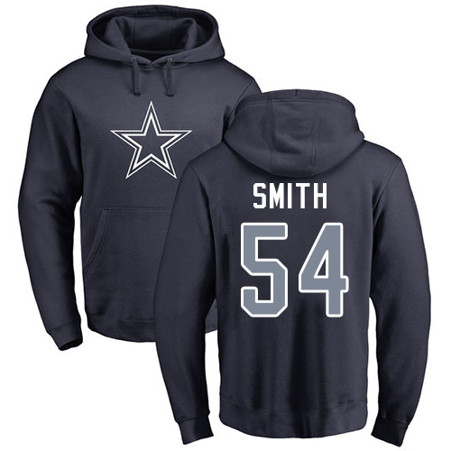 NFL Nike Dallas Cowboys #54 Jaylon Smith Navy Blue Name & Number Logo Pullover Hoodie