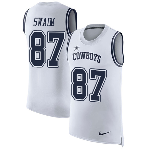 Men's Nike Dallas Cowboys #87 Geoff Swaim White Rush Player Name & Number Tank Top NFL Jersey