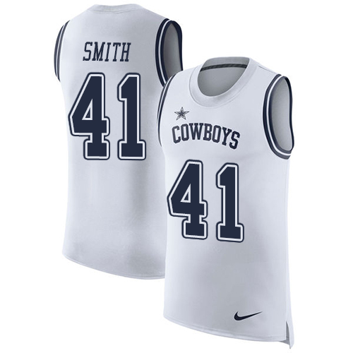 Men's Nike Dallas Cowboys #41 Keith Smith White Rush Player Name & Number Tank Top NFL Jersey