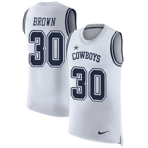 Men's Nike Dallas Cowboys #30 Anthony Brown White Rush Player Name & Number Tank Top NFL Jersey