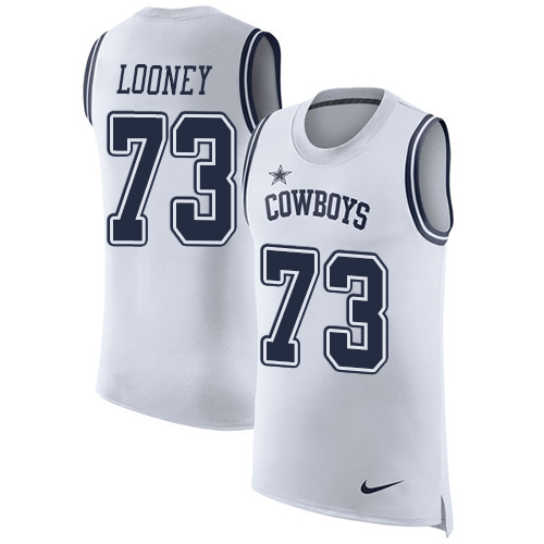 Men's Nike Dallas Cowboys #73 Joe Looney White Rush Player Name & Number Tank Top NFL Jersey