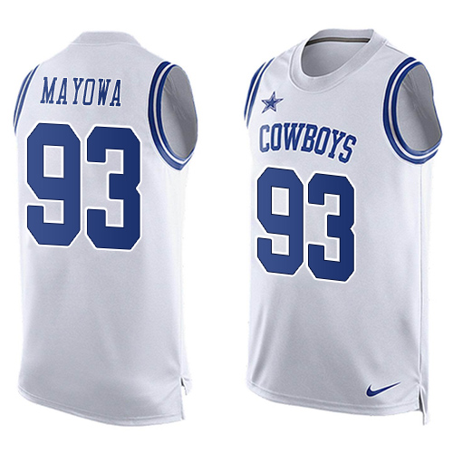 Men's Nike Dallas Cowboys #93 Benson Mayowa Limited White Player Name & Number Tank Top NFL Jersey