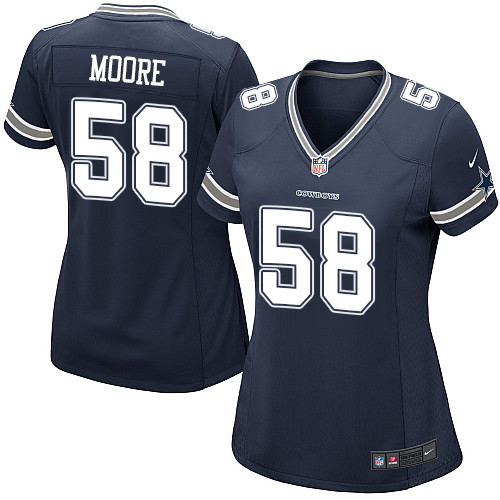 Women's Nike Dallas Cowboys #58 Damontre Moore Game Navy Blue Team Color NFL Jersey