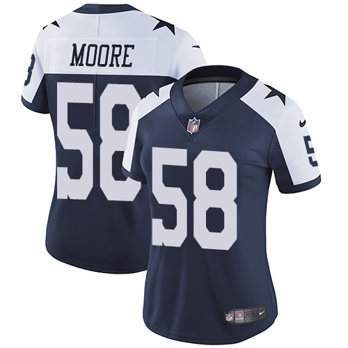 Women's Nike Dallas Cowboys #58 Damontre Moore Navy Blue Throwback Alternate Vapor Untouchable Elite Player NFL Jersey