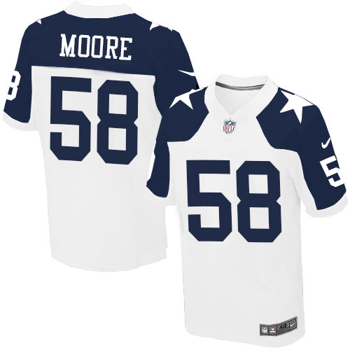 Men's Nike Dallas Cowboys #58 Damontre Moore Elite White Throwback Alternate NFL Jersey