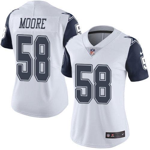 Women's Nike Dallas Cowboys #58 Damontre Moore Limited White Rush Vapor Untouchable NFL Jersey
