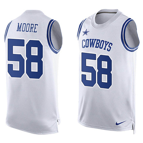 Men's Nike Dallas Cowboys #58 Damontre Moore Limited White Player Name & Number Tank Top NFL Jersey